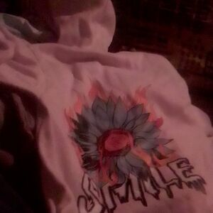 Kids Graphic Hoodie - White with Blue and Pink Design